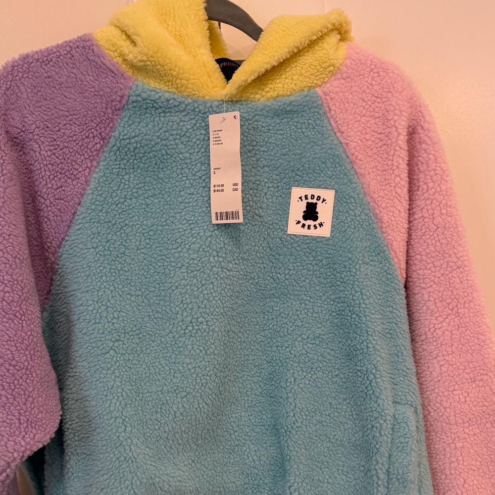 Teddy Fresh Colorblock Fleece Hoodie Sweatshirt New With Tags Sz Small Sold Out - Picture 10 of 15